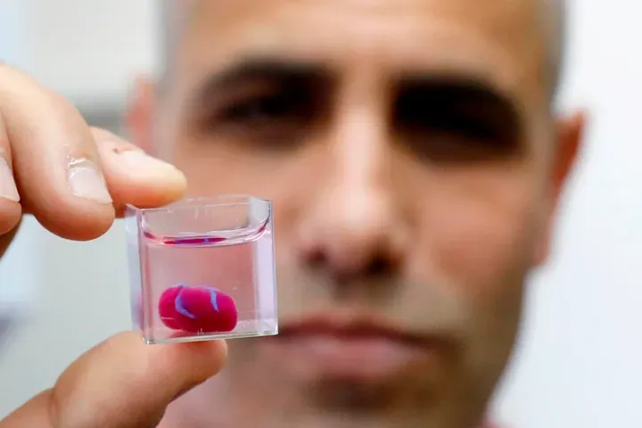 Radio J. Visite dans le laboratoire qui possède une imprimante 3 D organique. Un petit cœur humain de la taille d’une cerise.