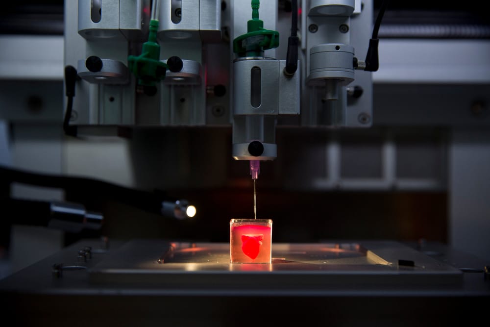 Tel-Aviv University. Une imprimante 3D imprimant un cœur avec des tissus humains.