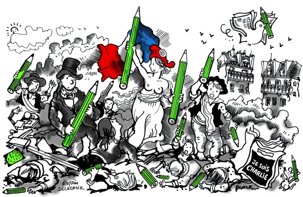 Le caricaturiste Jean Plantu reçu par Radio J. Cartooning for Peace (Paris).