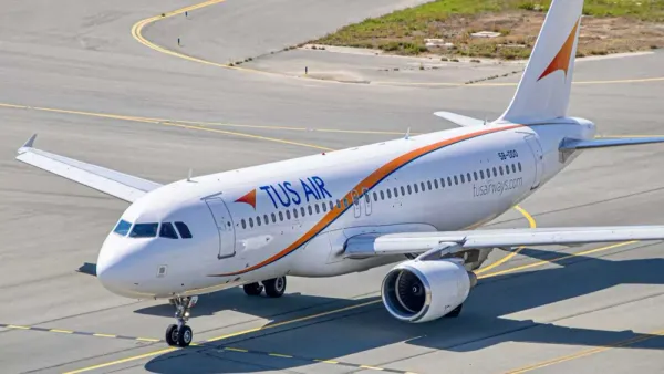 Tus Airways, compagnie chypriote, très présente dans les vols à partir de Tel-Aviv.